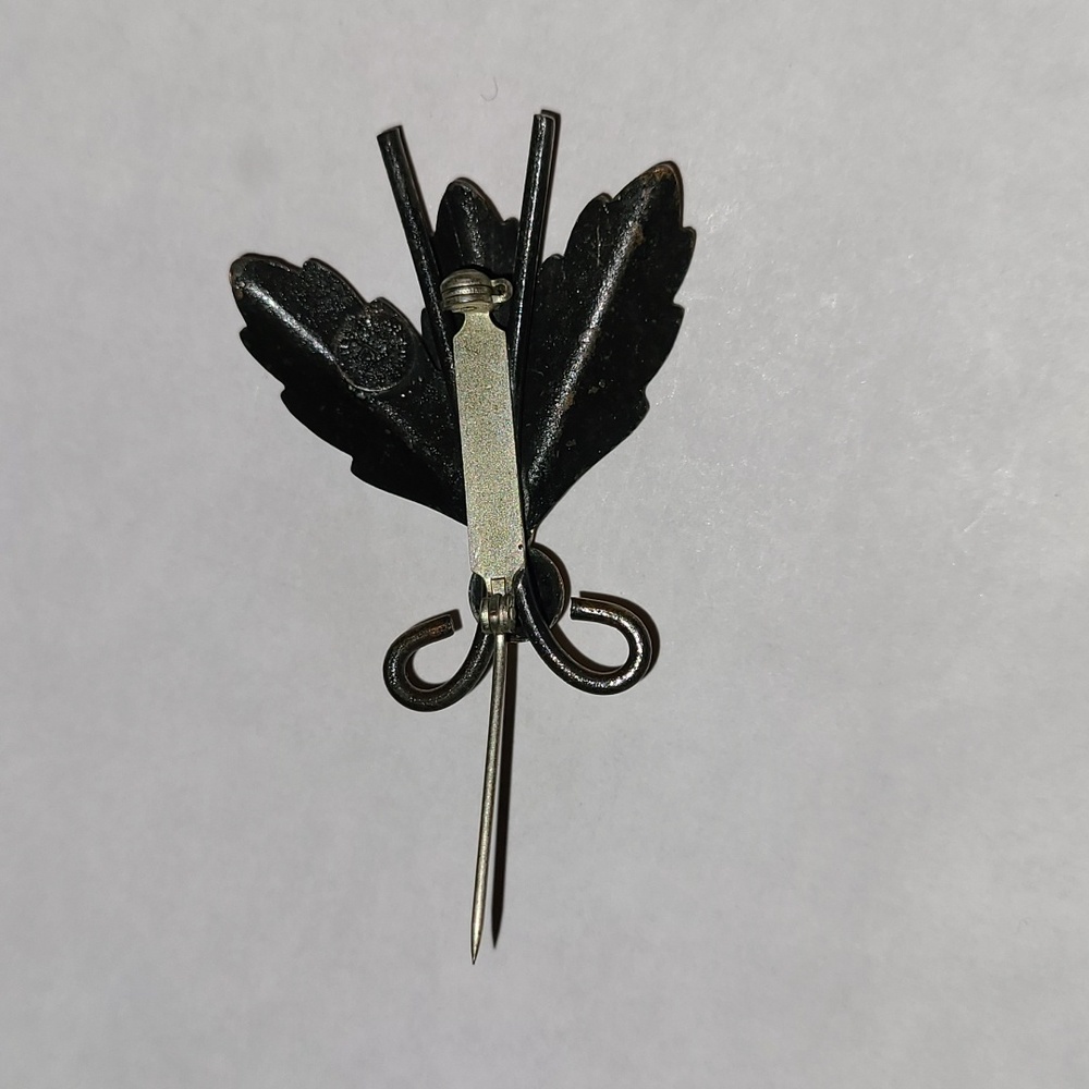VTG Bell Trading Co Copper Art Deco Insect Brooch Bug Moth Fly Leaf Winged Pin - Picture 6 of 7